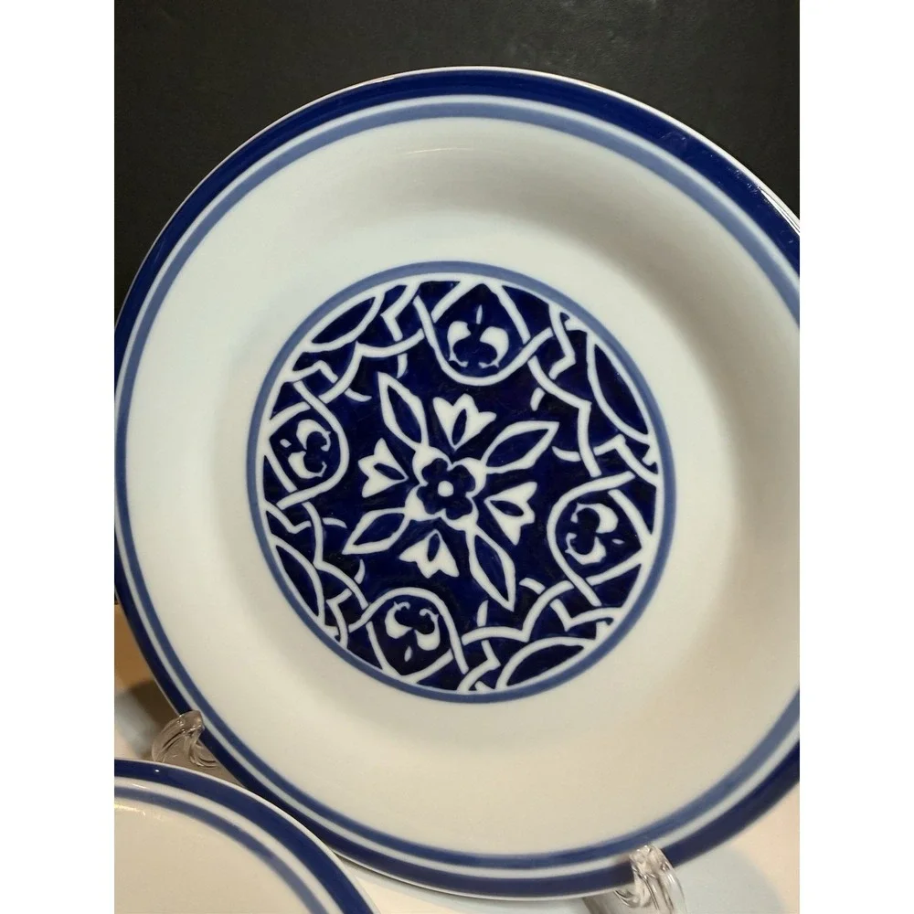 Home Catalina Blue White Porcelain Plates Set of 7 Mediterranean Tile 9